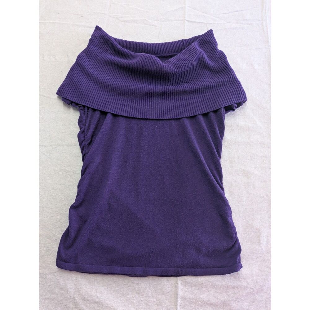 Apt 9 Women S Purple Off Shoulder Sweater Top Ruched Cowl Neck Y2K